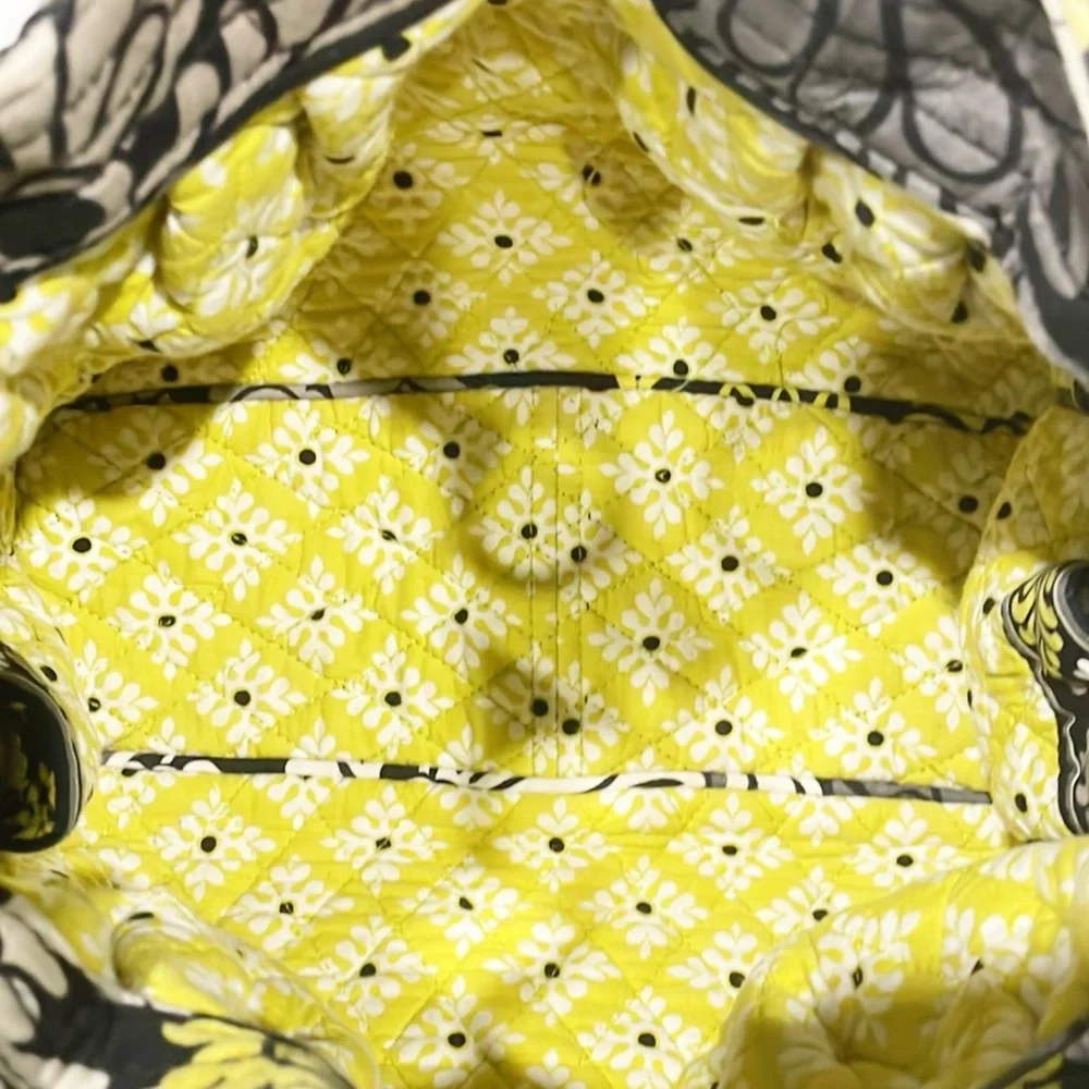 Vera Bradley Retired Yellow Black Baroque‎ Satchel Magnet Shoulder Handbag Hobo